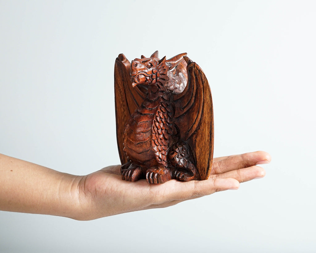 Winged Dragon Sculpture, Small Statue, Miniature, Mystical Animal, Wooden Art, Unique Decor, Handcrafted, Room Decor, Gift for Her