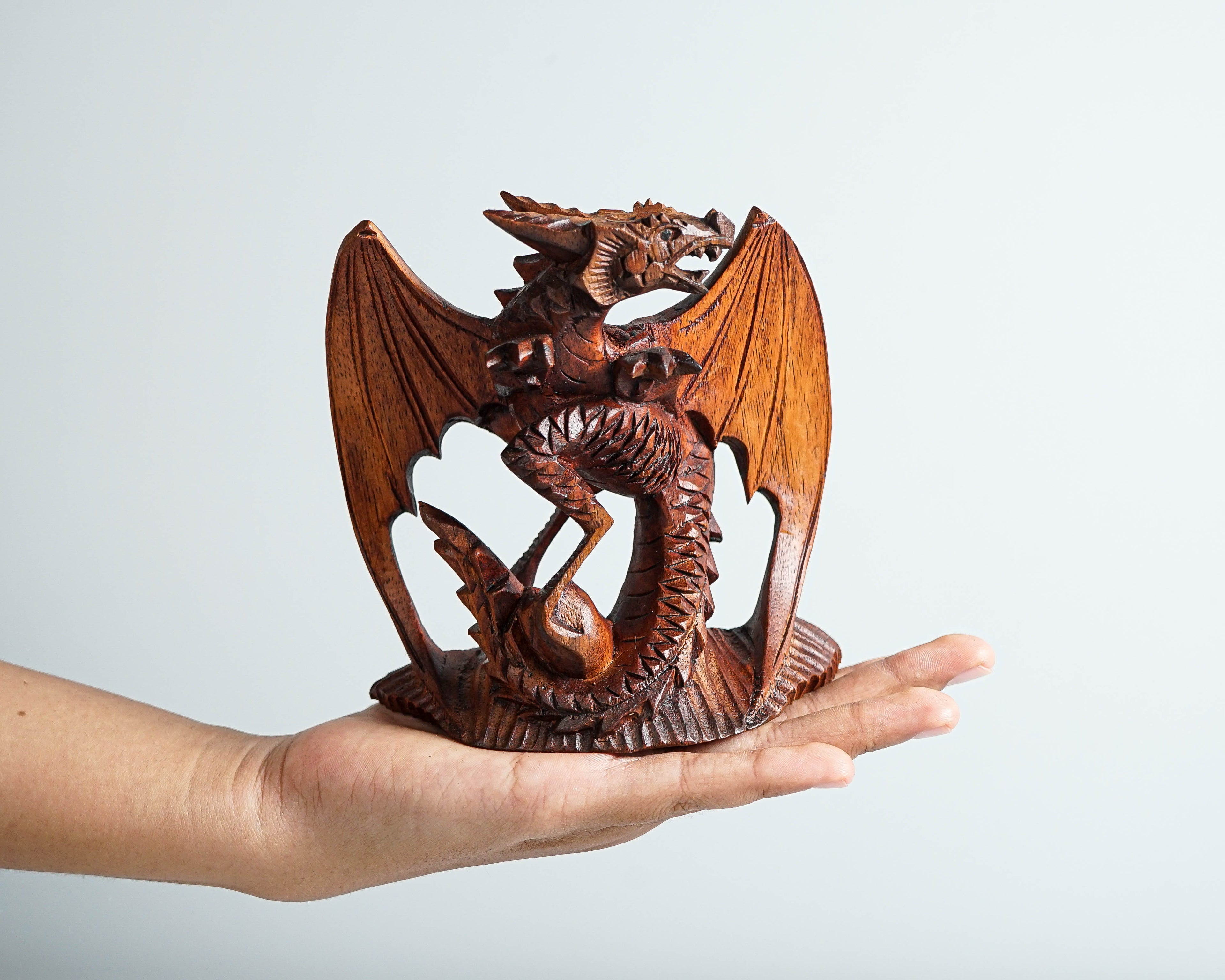 Small Dragon Statue, Mystical Animal, Wooden Dragon, Wood Carved Fantasy, Unique Statue, Cottage core Decor, Birthday Gift, Special Gift