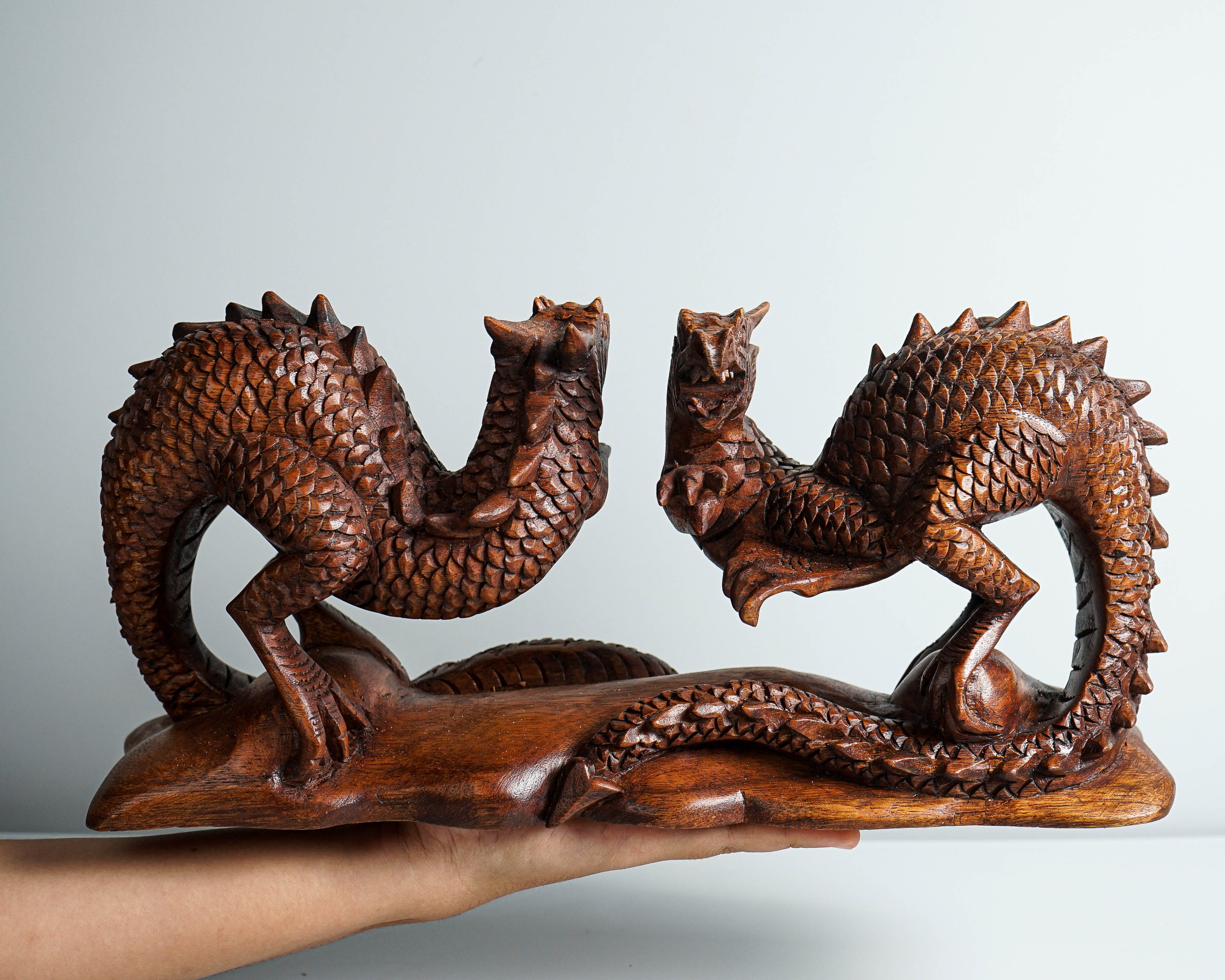 Couple Dragon Ornament, Twin Dragon Statue, Legend Animal, Fantasy, Unique Decor, Dragons Wood sculpture, Room Decoration, Valentines Day
