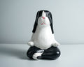 Praying Rabbit Statue, Black and White, Yoga Pose Statue, Painted Figurine, Handcrafted, Meditation, Living Room Decor, Memorial Gift