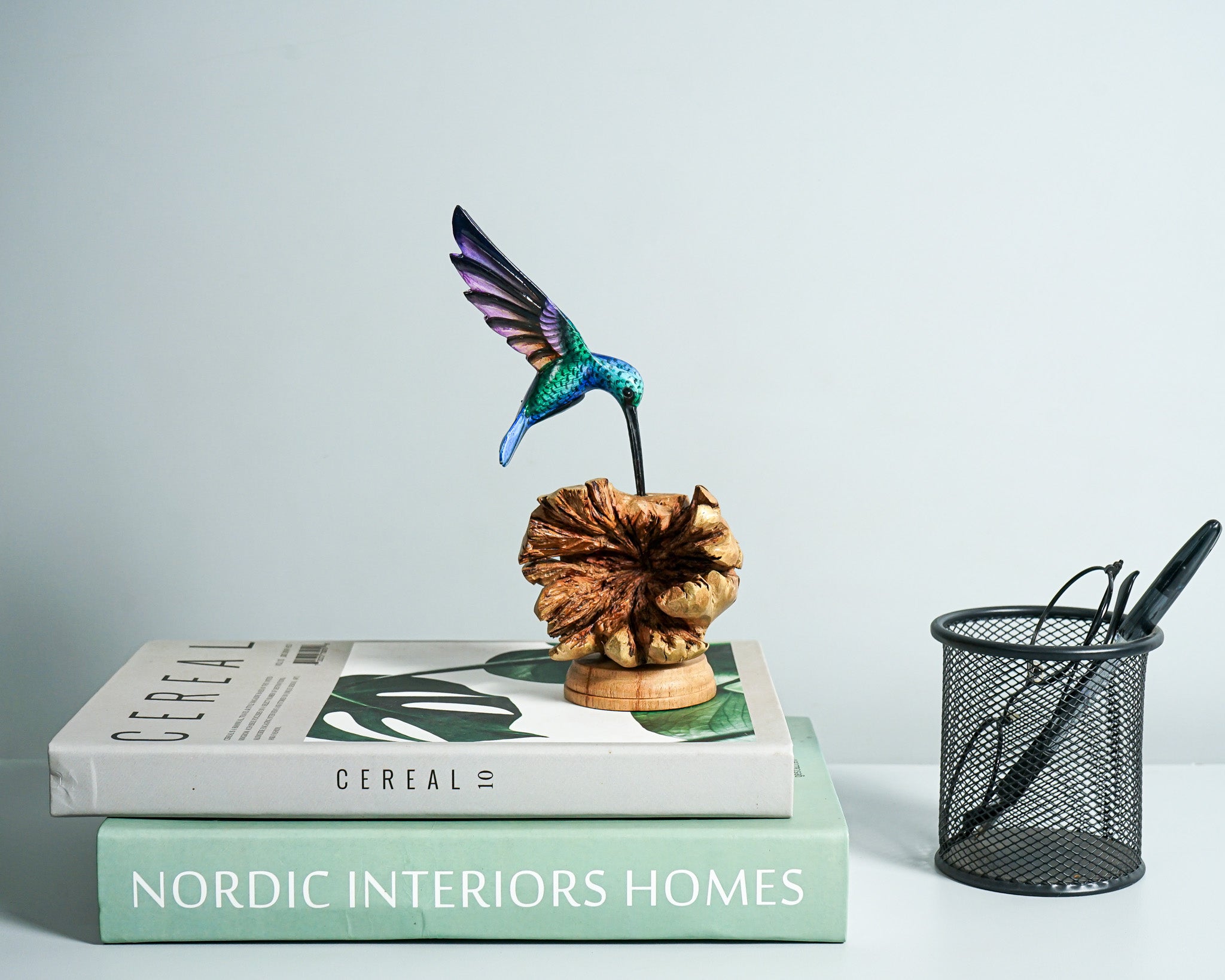 Colorful Hummingbird Statue, Painted Sculpture, Wood Carving Figure, Unique, Bird Statue, Colibri, Table Decor, Gift for Her, Memorial Gift