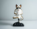 Cat Yoga Pose Statue, Painted Cat Figurine, Handcrafted, Wooden Cat, Meditating Cat, Colourfull Cat Statue, Room Decor, Grandfather Gift