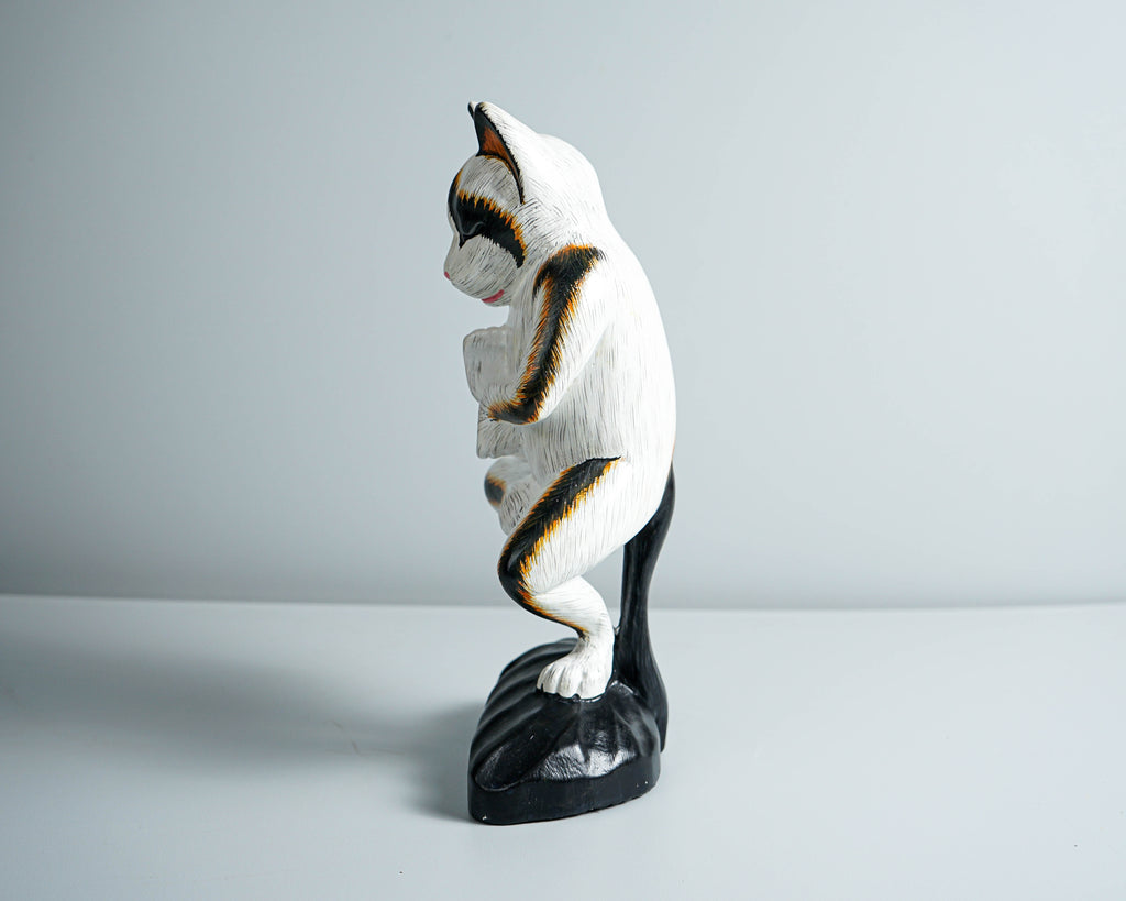 Cat Yoga Pose Statue, Painted Cat Figurine, Handcrafted, Wooden Cat, Meditating Cat, Colourfull Cat Statue, Room Decor, Grandfather Gift