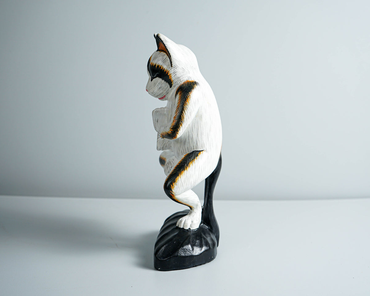 Cat Yoga Pose Statue, Painted Cat Figurine, Handcrafted, Wooden Cat, Meditating Cat, Colourfull Cat Statue, Room Decor, Grandfather Gift