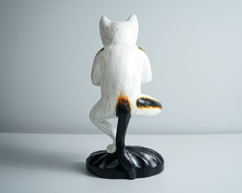 Cat Yoga Pose Statue, Painted Cat Figurine, Handcrafted, Wooden Cat, Meditating Cat, Colourfull Cat Statue, Room Decor, Grandfather Gift
