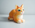 Painted Cat Statue, Wood Carving, Cat Figurine, Animal Ornament, Wooden Cat, Handmade, Colourfull Cat Statue, Table Home Decor, Grandma Gift