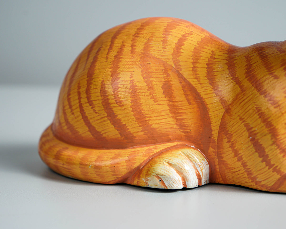 Painted Cat Statue, Wood Carving, Cat Figurine, Animal Ornament, Wooden Cat, Handmade, Colourfull Cat Statue, Table Home Decor, Grandma Gift
