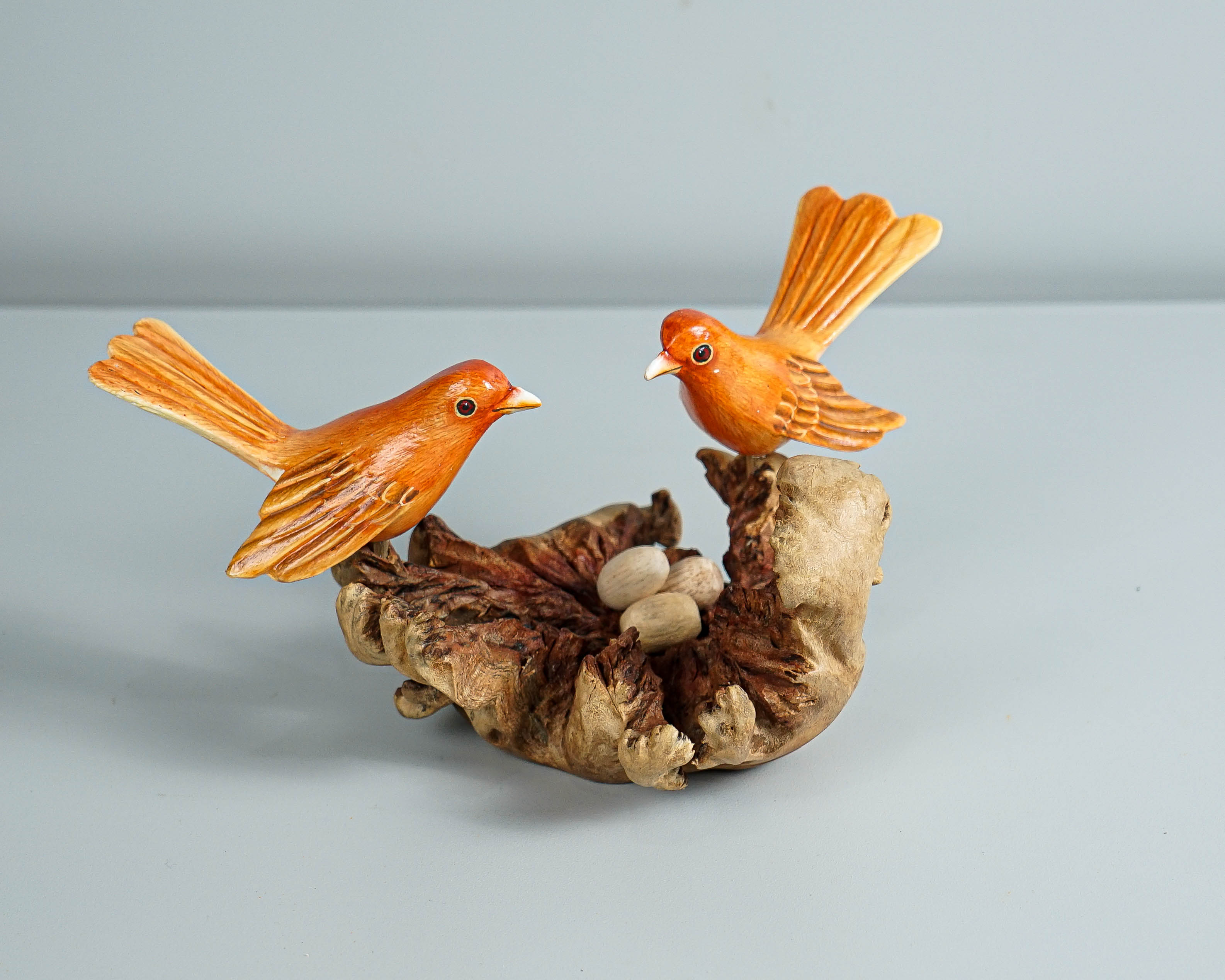 Red Couple Canary Statue, Bird Nest Sculpture, Egg, Love, Miniature, Romantic, Hand-painted Figurine, Wedding Gift, Gift for Girlfriend