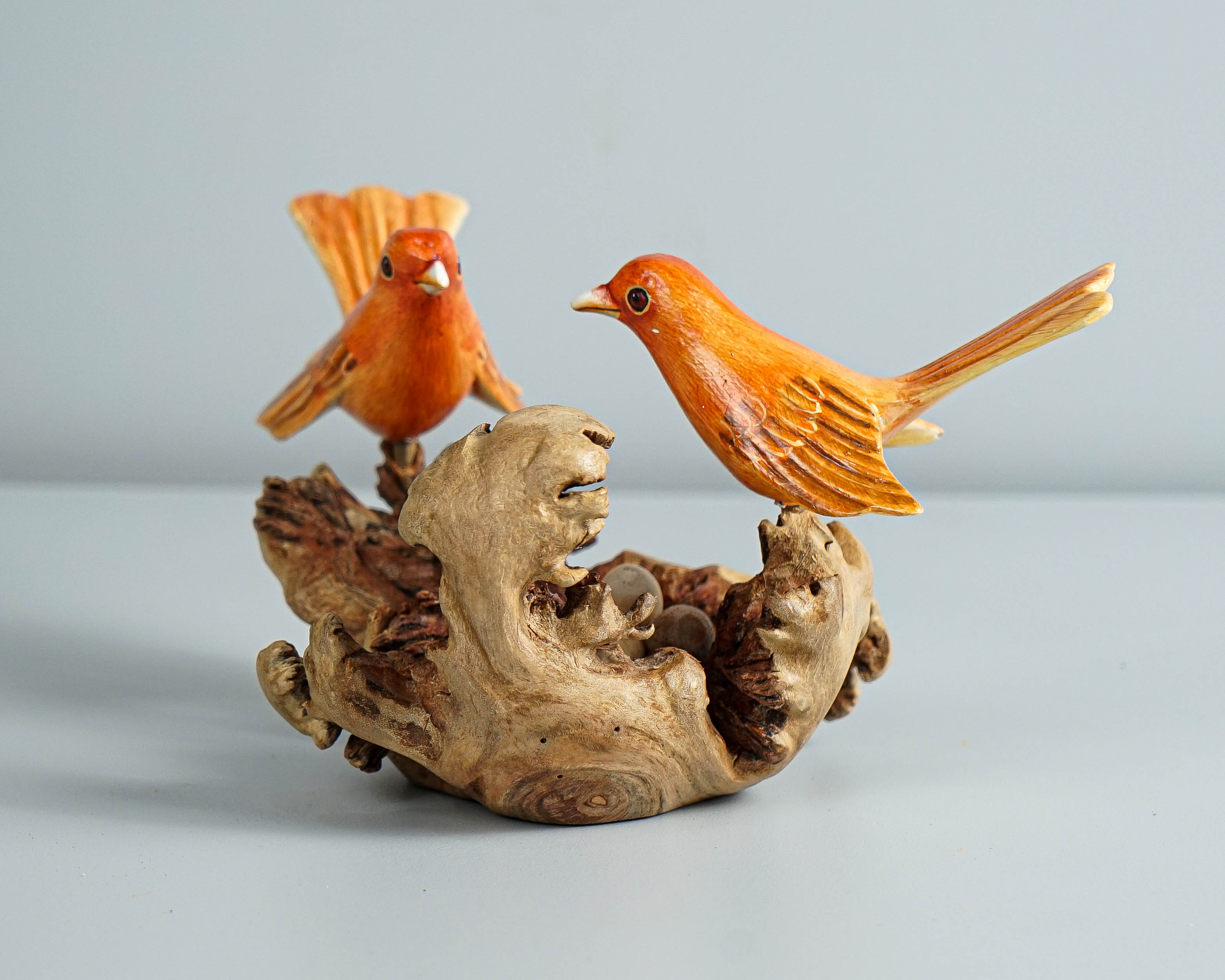 Red Couple Canary Statue, Bird Nest Sculpture, Egg, Love, Miniature, Romantic, Hand-painted Figurine, Wedding Gift, Gift for Girlfriend