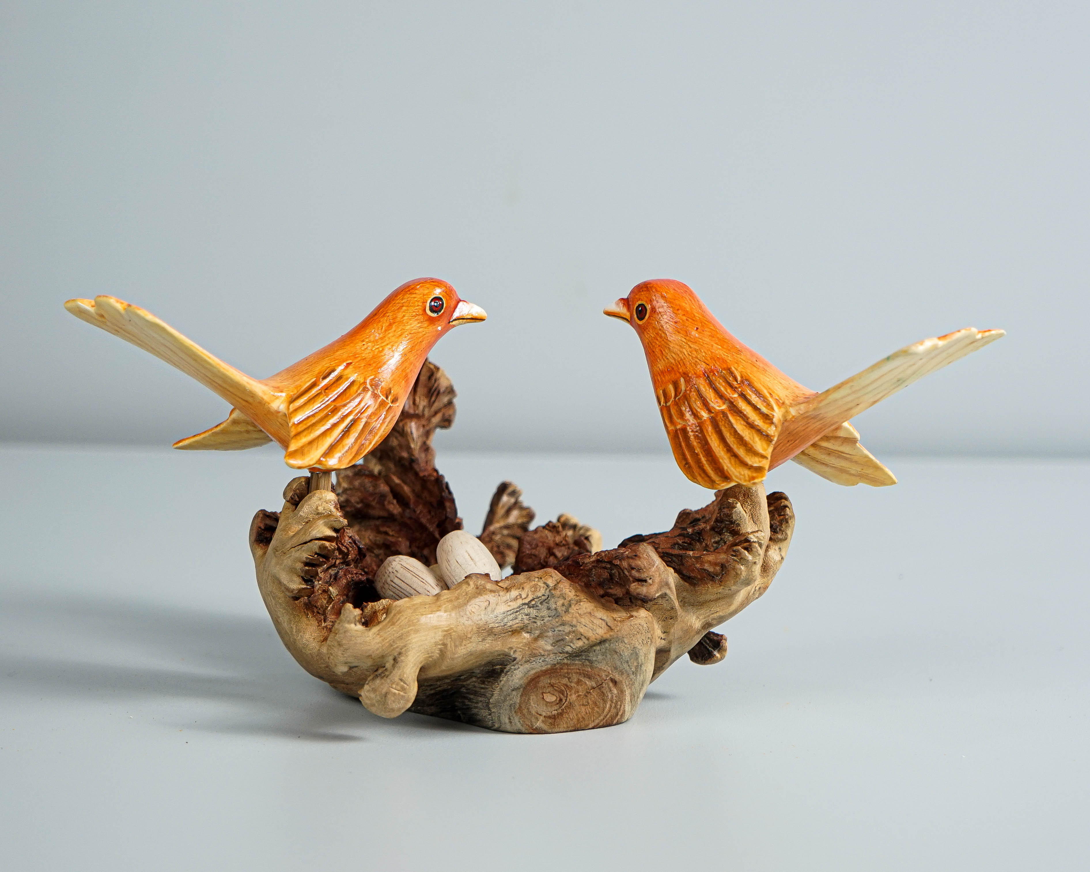 Red Couple Canary Statue, Bird Nest Sculpture, Egg, Love, Miniature, Romantic, Hand-painted Figurine, Wedding Gift, Gift for Girlfriend