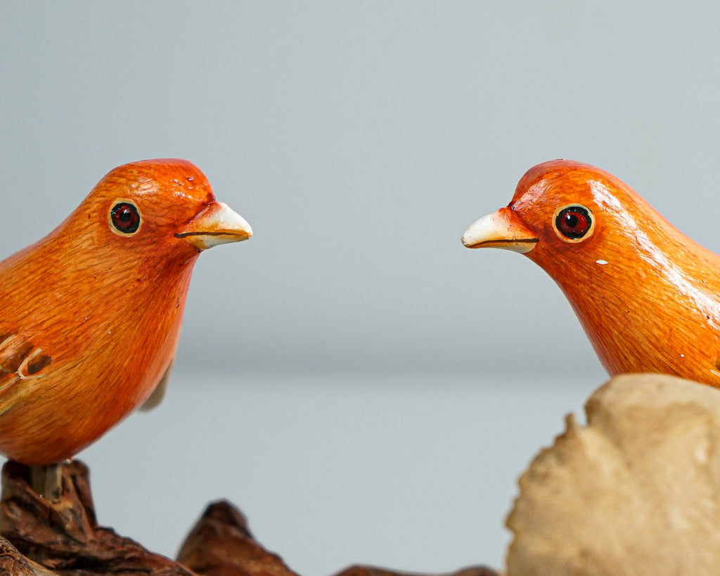 Red Couple Canary Statue, Bird Nest Sculpture, Egg, Love, Miniature, Romantic, Hand-painted Figurine, Wedding Gift, Gift for Girlfriend