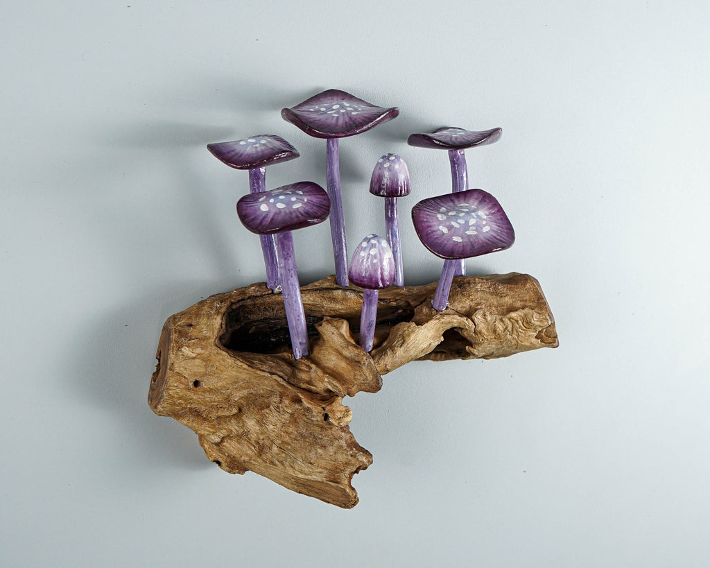 Purple Hanging Mushroom Art, Wall Statue, Fairy Mushroom, Miniature, Handmade, Forest, Aesthetic Room Decor, Personalized, Teacher Gift