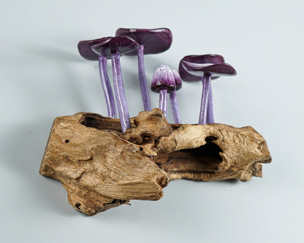 Purple Hanging Mushroom Art, Wall Statue, Fairy Mushroom, Miniature, Handmade, Forest, Aesthetic Room Decor, Personalized, Teacher Gift