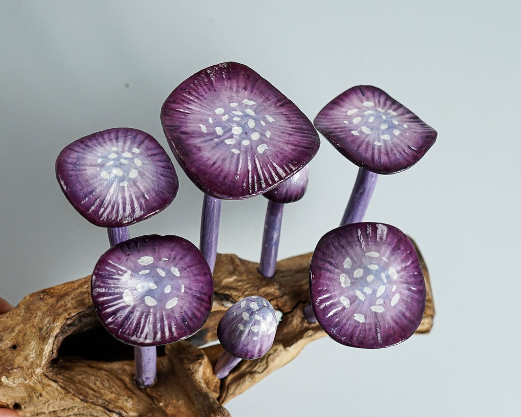 Purple Hanging Mushroom Art, Wall Statue, Fairy Mushroom, Miniature, Handmade, Forest, Aesthetic Room Decor, Personalized, Teacher Gift