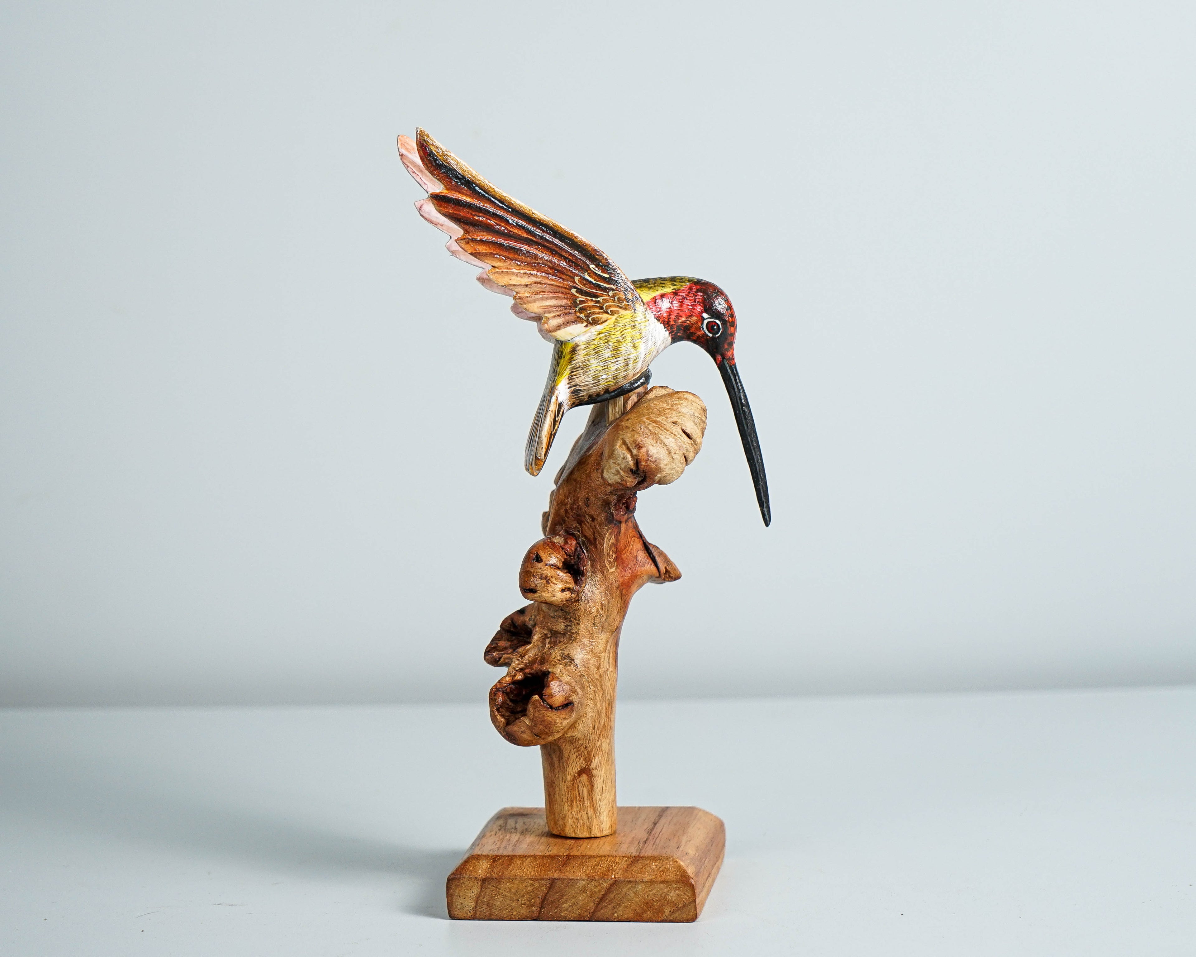 Colorful Hummingbird Statue, Painted Sculpture, Wood Carving Figure, Handcrafted, Bird Statue, Colibri, Decor, Memorial Gift, Birthday Gift