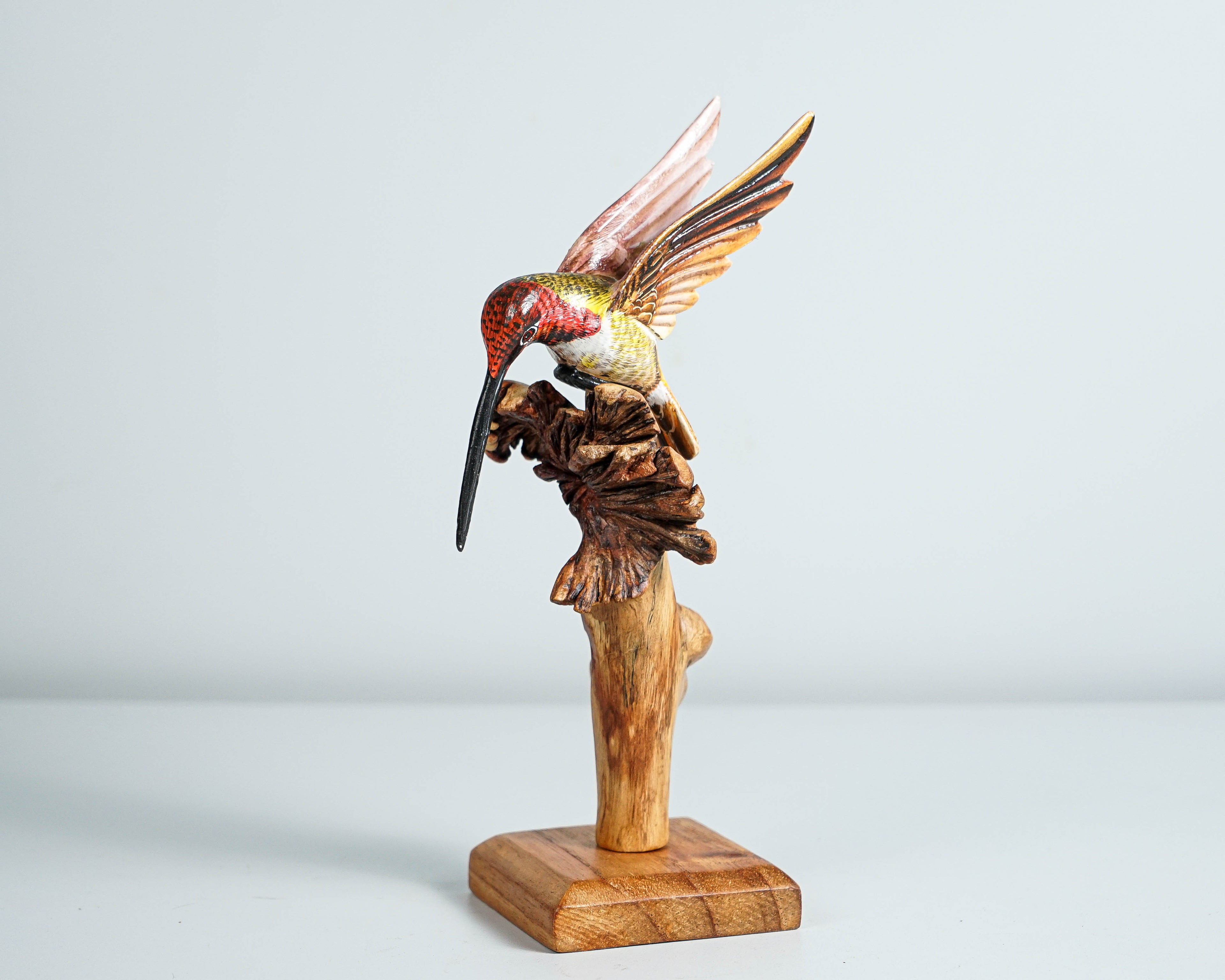 Colorful Hummingbird Statue, Painted Sculpture, Wood Carving Figure, Handcrafted, Bird Statue, Colibri, Decor, Memorial Gift, Birthday Gift