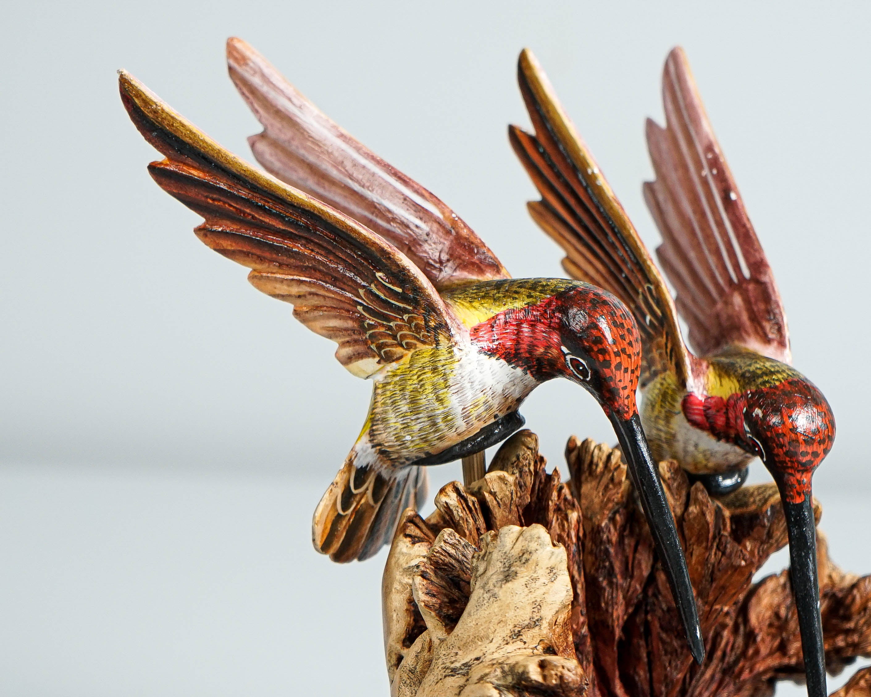 Colorful Hummingbird Statue, Couple, Painted Sculpture, Wood Carving Figure, Bird Statue, Artwork, Colibri, Wedding Decor, Anniversary Gift