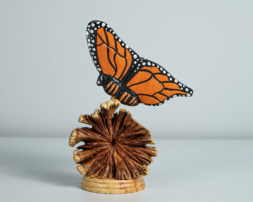 Real looking Butterfly Figurine, Wood Carving, Painted Statue, Butterfly Ornaments, Insect, Shelf Decor, Gift for Her, Best Friend Gift