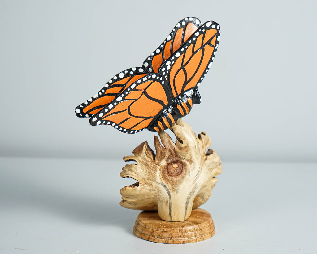 Real looking Butterfly Figurine, Wood Carving, Painted Statue, Butterfly Ornaments, Insect, Shelf Decor, Gift for Her, Best Friend Gift