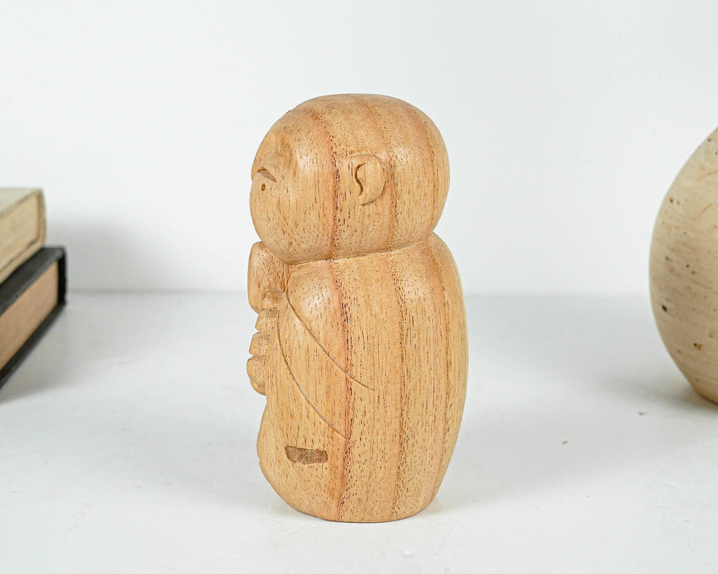 Jizo Holding prayer beads Statue, Praying, Buddha Sculpture, Handmade, Wood Figurine, Wooden Jizo, Room Decoration, Gift for Mother