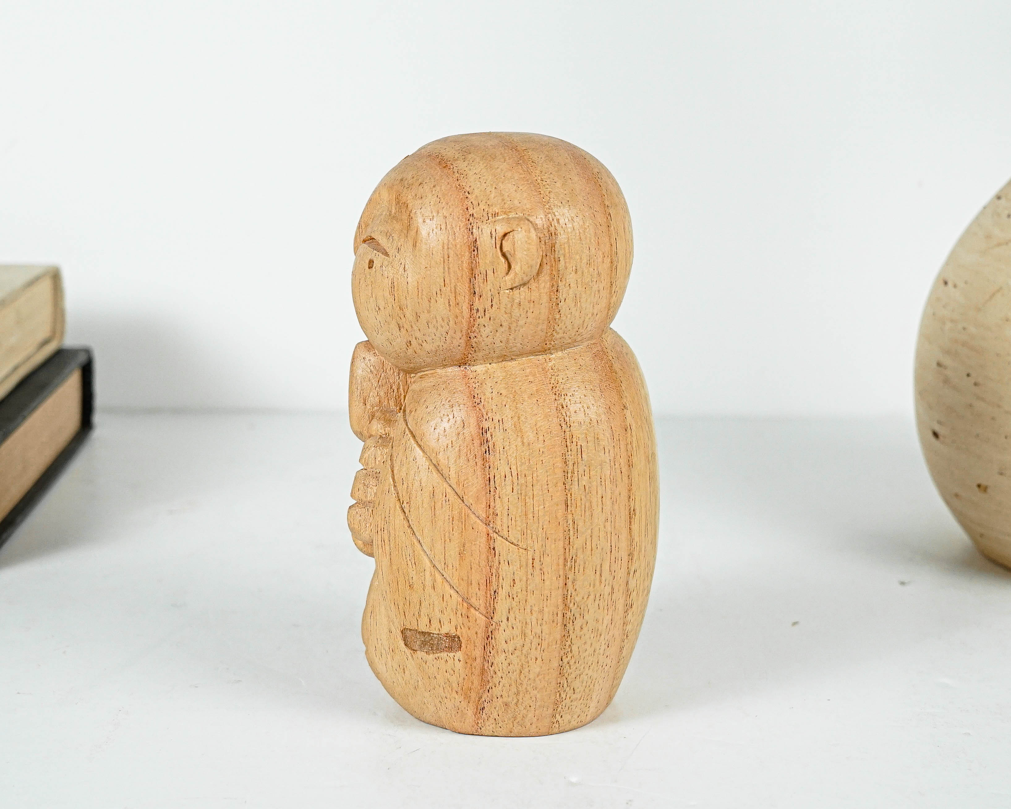 Jizo Holding prayer beads Statue, Praying, Buddha Sculpture, Handmade, Wood Figurine, Wooden Jizo, Room Decoration, Gift for Mother