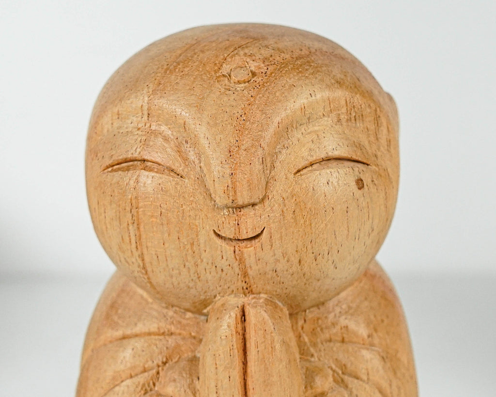 Jizo Holding prayer beads Statue, Praying, Buddha Sculpture, Handmade, Wood Figurine, Wooden Jizo, Room Decoration, Gift for Mother