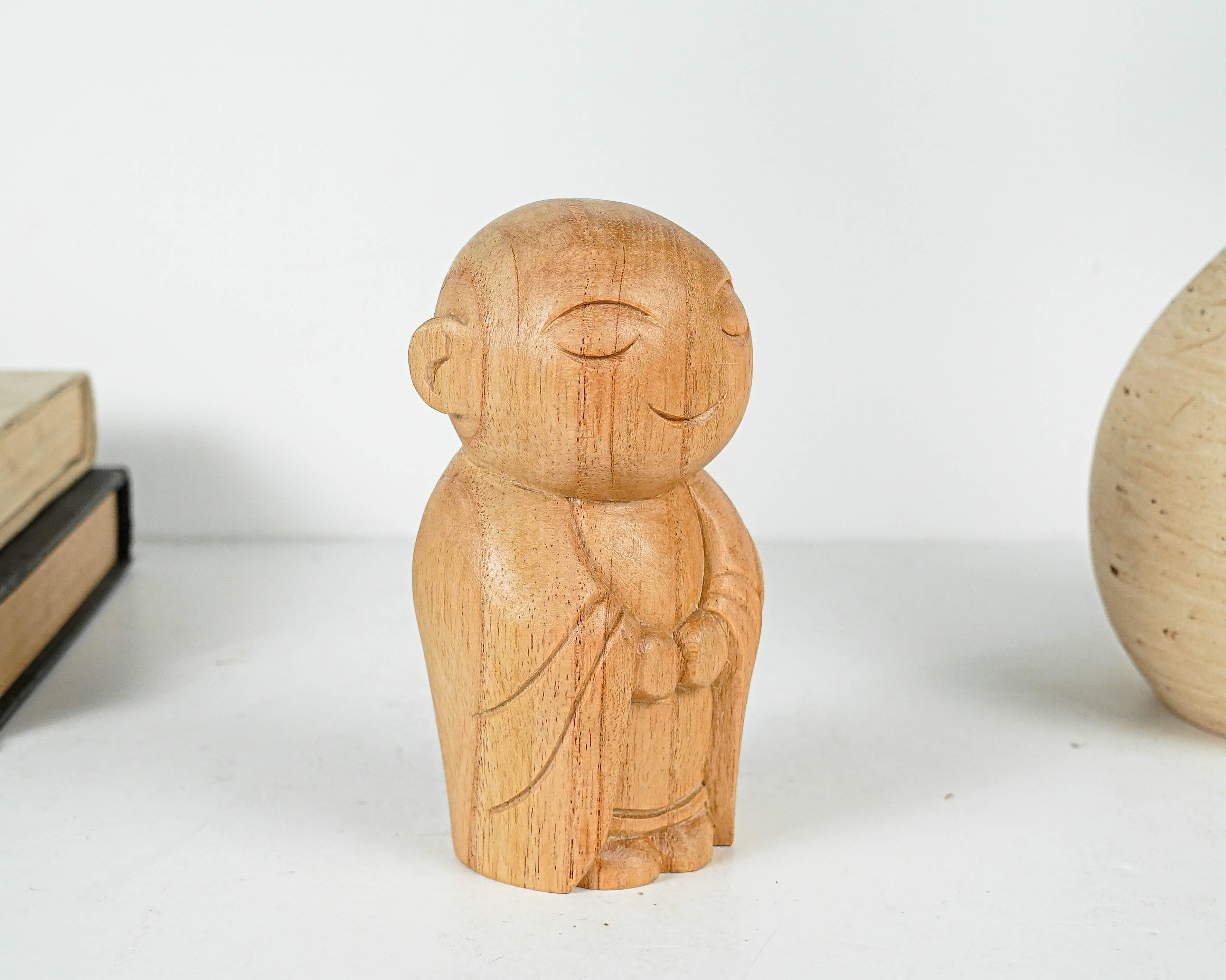 Wooden Jizo Statue, Buddha Sculpture, Antique, Wood Figurine, Meditation, Handcrafted, Unique Ornament, Living Room Décor, Gift for Dad