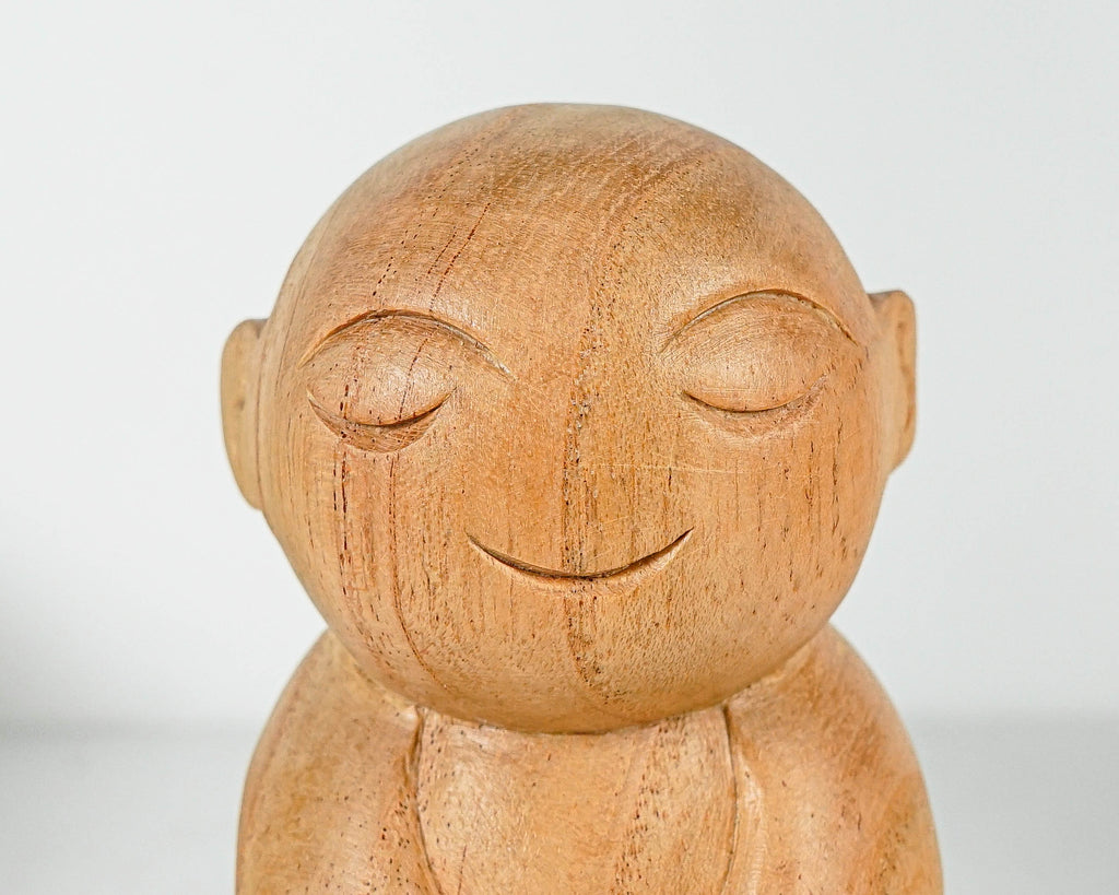 Wooden Jizo Statue, Buddha Sculpture, Antique, Wood Figurine, Meditation, Handcrafted, Unique Ornament, Living Room Décor, Gift for Dad