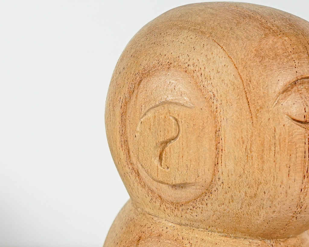 Wooden Jizo Statue, Buddha Sculpture, Antique, Wood Figurine, Meditation, Handcrafted, Unique Ornament, Living Room Décor, Gift for Dad
