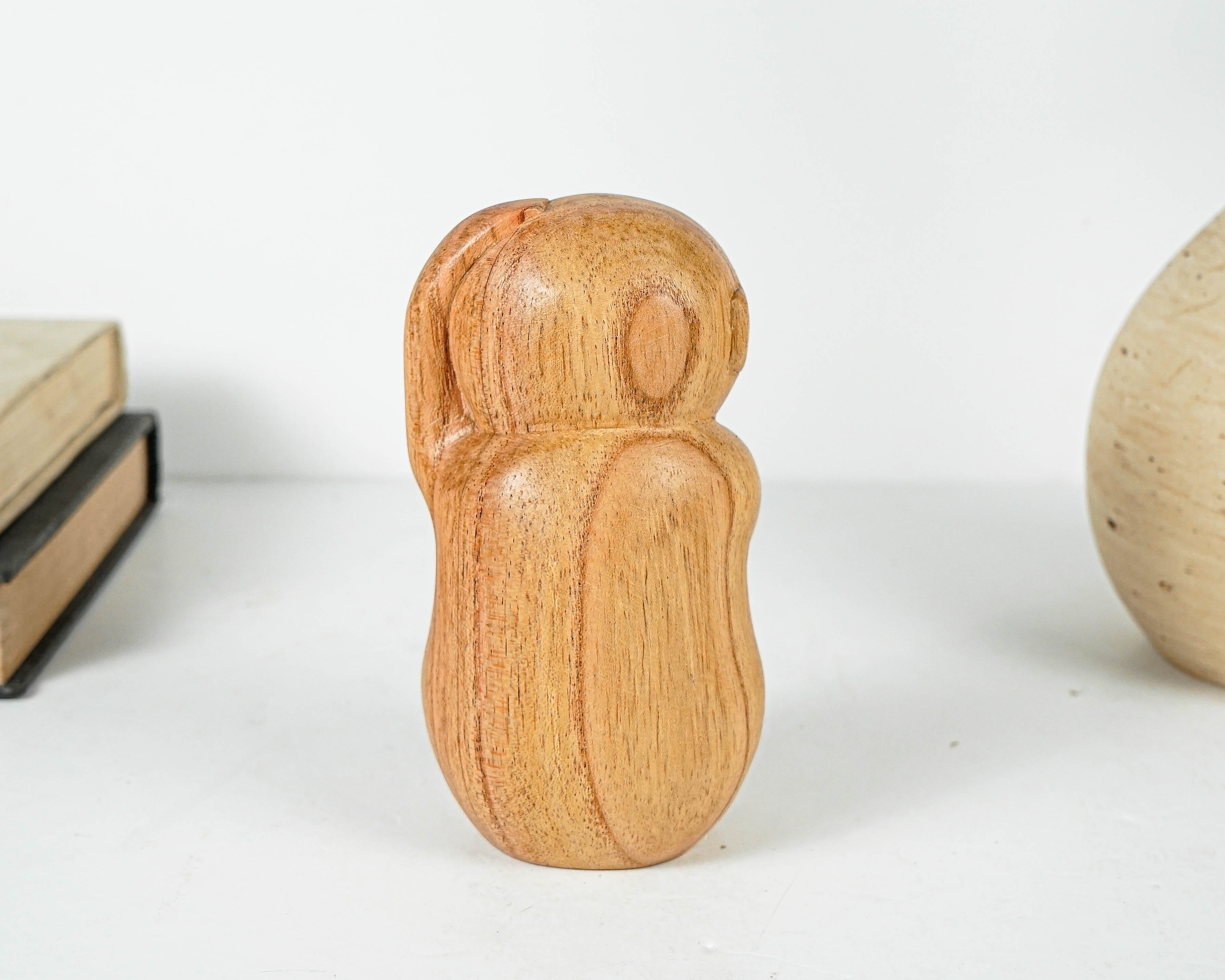 Dancing Jizo Statue, Buddha Sculpture, Wood Figurine, Unique, Greeting, Wooden Jizo, Handmade Decoration, Gift for Him, Teacher Gift