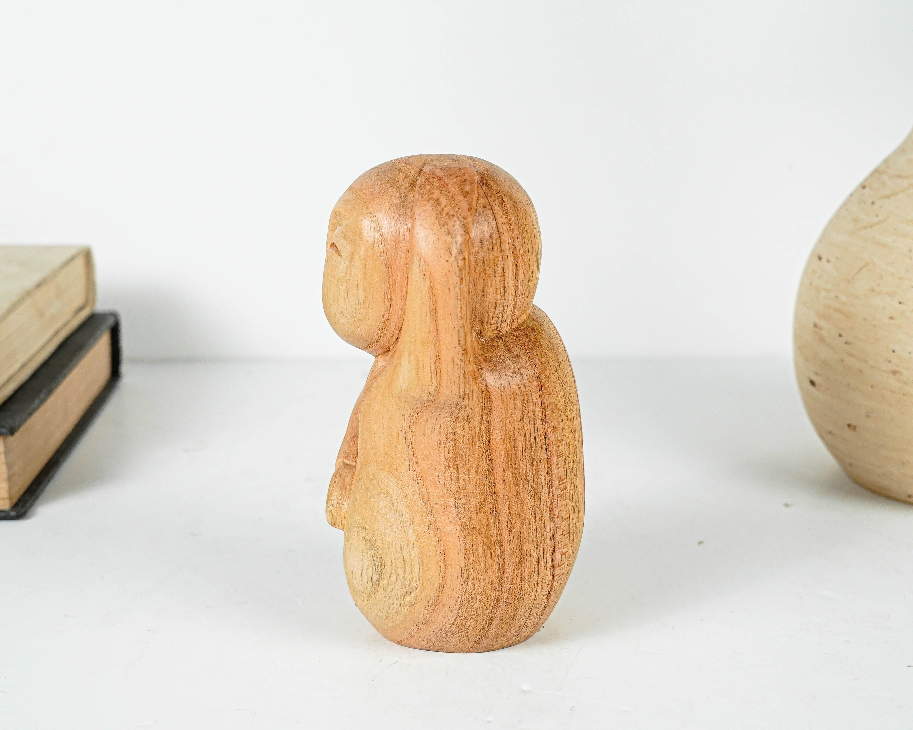 Dancing Jizo Statue, Buddha Sculpture, Wood Figurine, Unique, Greeting, Wooden Jizo, Handmade Decoration, Gift for Him, Teacher Gift