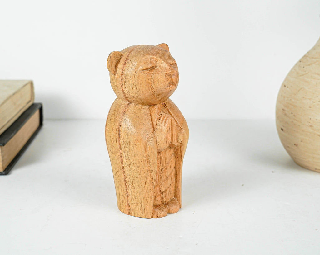Mouse Jizo Statue, Buddha Sculpture, Wood Figurine, Unique, Wooden Jizo, Animal, Fortune, Gift for Mother, Office Décor, Gift for Her