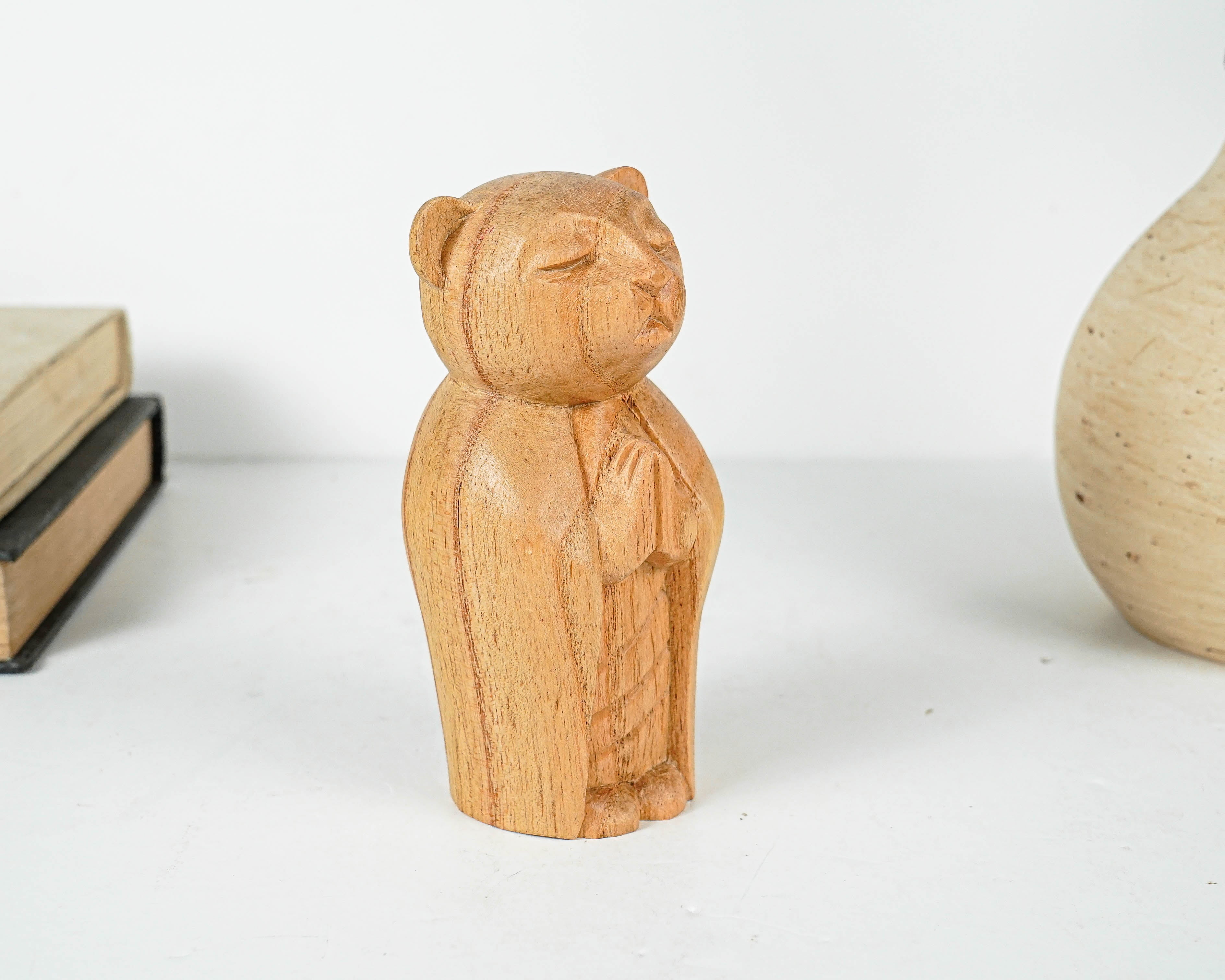 Mouse Jizo Statue, Buddha Sculpture, Wood Figurine, Unique, Wooden Jizo, Animal, Fortune, Gift for Mother, Office Décor, Gift for Her