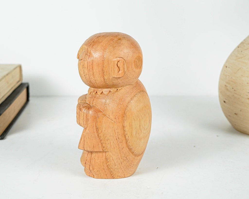 Jizo Holding Cup Statue, Buddha Sculpture, Meditation Statue, Wood Figurine, Wooden Jizo, Handmade Decor, Gift for Her, Special Gift