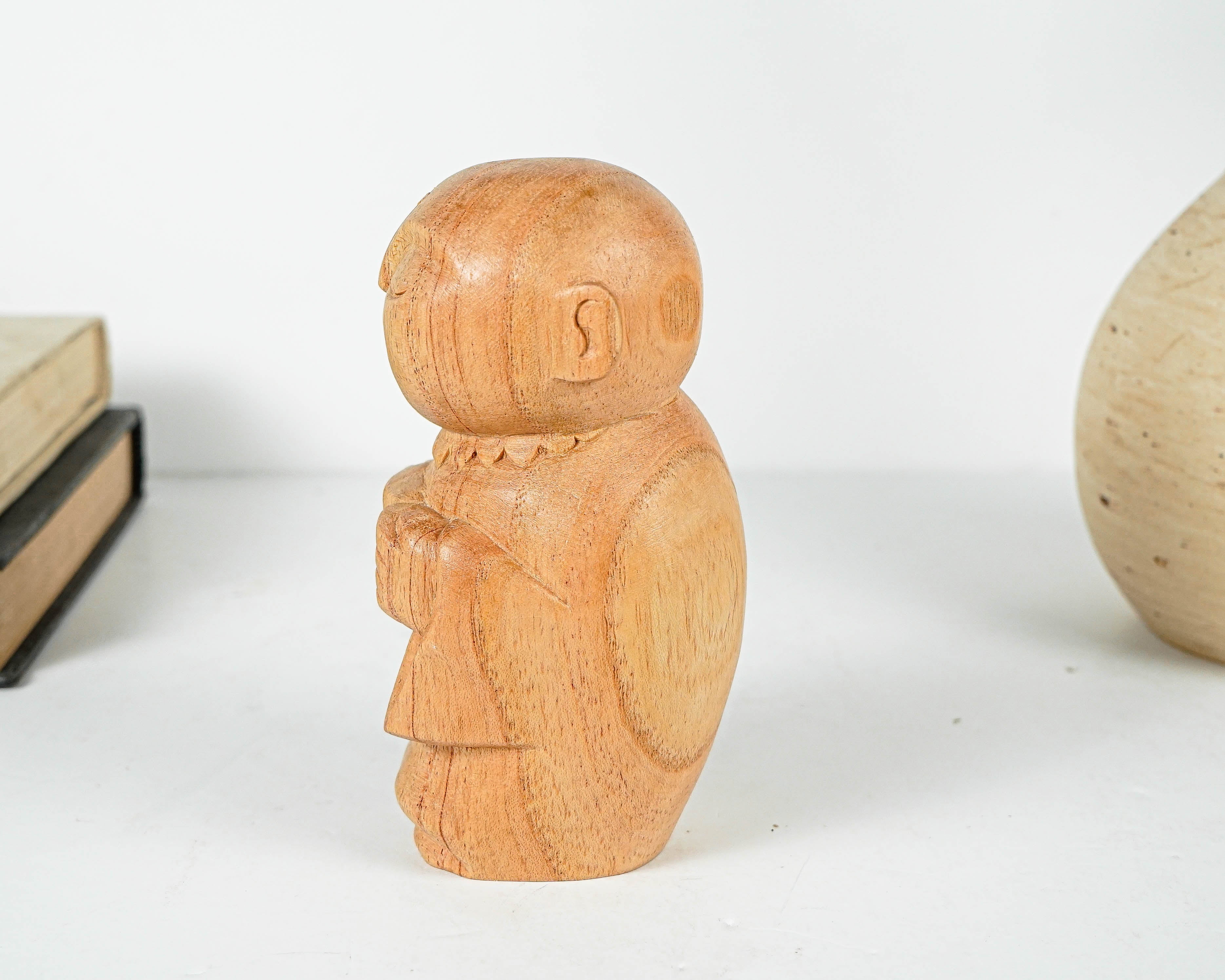 Jizo Holding Cup Statue, Buddha Sculpture, Meditation Statue, Wood Figurine, Wooden Jizo, Handmade Decor, Gift for Her, Special Gift