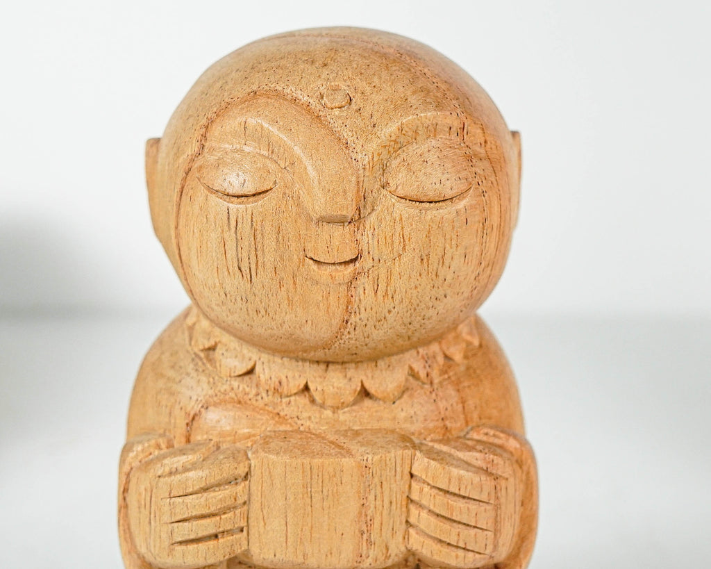 Jizo Holding Cup Statue, Buddha Sculpture, Meditation Statue, Wood Figurine, Wooden Jizo, Handmade Decor, Gift for Her, Special Gift