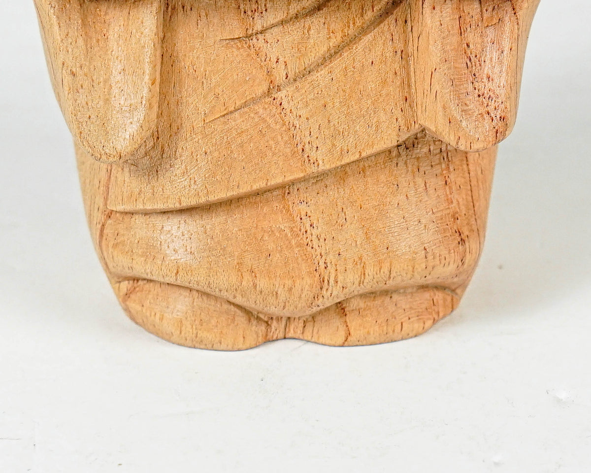 Jizo Holding Cup Statue, Buddha Sculpture, Meditation Statue, Wood Figurine, Wooden Jizo, Handmade Decor, Gift for Her, Special Gift