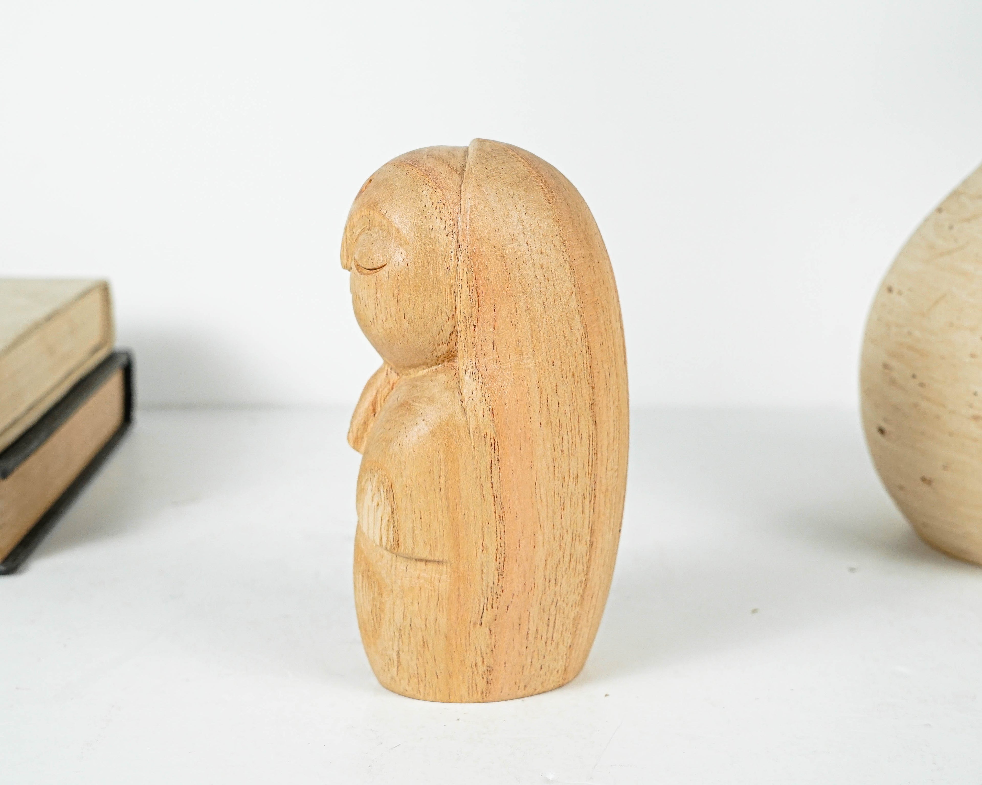 Woman Jizo Statue, Buddha Sculpture, Wood Figurine, Unique, Greeting, Wooden Jizo, Housewarming, Namasthe, Table Decor, Mother Loss Gift