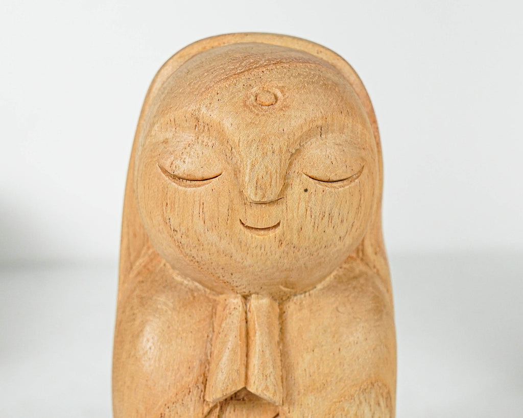 Woman Jizo Statue, Buddha Sculpture, Wood Figurine, Unique, Greeting, Wooden Jizo, Housewarming, Namasthe, Table Decor, Mother Loss Gift