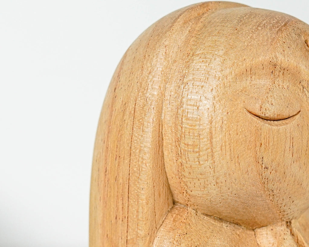 Woman Jizo Statue, Buddha Sculpture, Wood Figurine, Unique, Greeting, Wooden Jizo, Housewarming, Namasthe, Table Decor, Mother Loss Gift