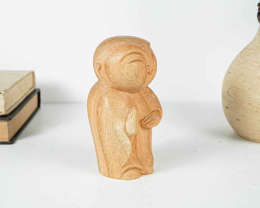 Wooden Jizo Statue, Buddha Sculpture, Wood Figurine, Meditation, Unique Ornament, Housewarming, Spiritual, Gift for Home, Memorial Gift