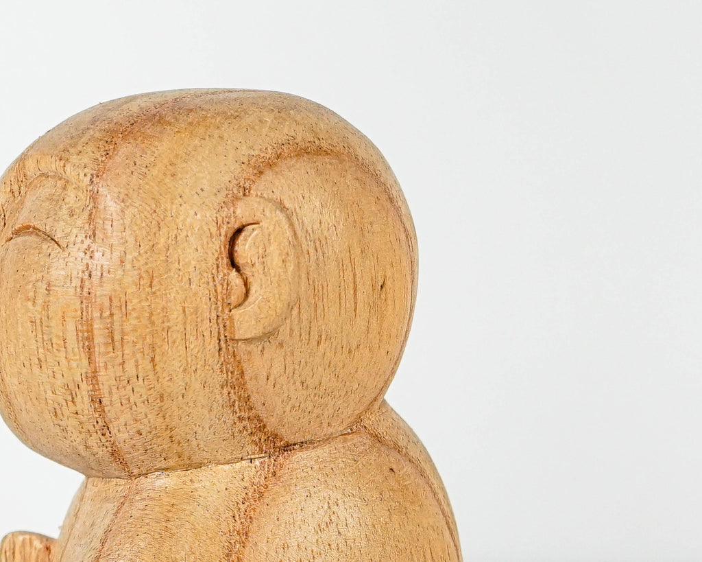 Wooden Jizo Statue, Buddha Sculpture, Wood Figurine, Meditation, Unique Ornament, Housewarming, Spiritual, Gift for Home, Memorial Gift