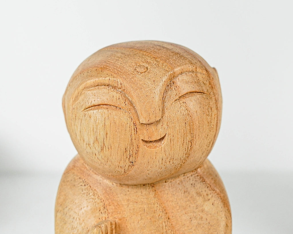 Wooden Jizo Statue, Buddha Sculpture, Wood Figurine, Meditation, Unique Ornament, Housewarming, Spiritual, Gift for Home, Memorial Gift