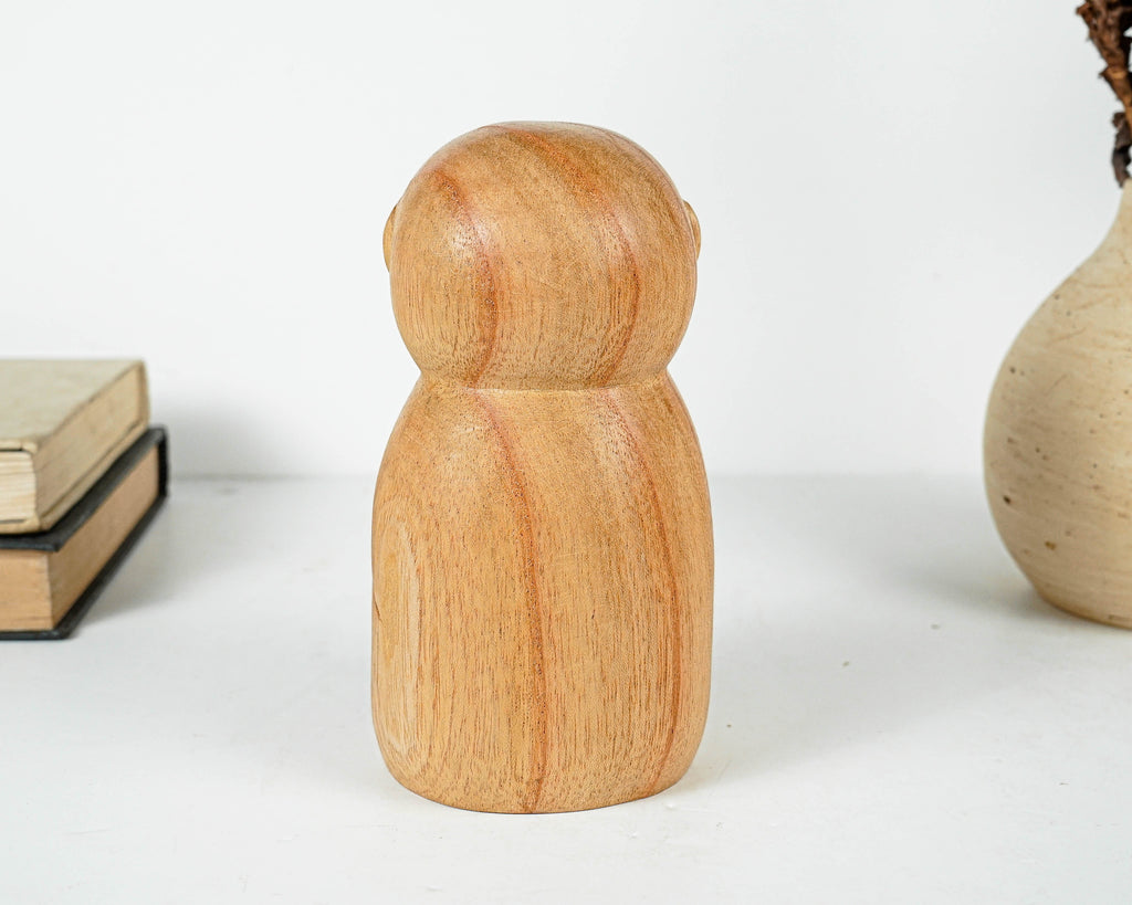 Holding Flower Jizo Statue, Buddha Sculpture, Wood Figurine, Meditation, Wooden Jizo, Antique, Home Decor, Spiritual Decor, Anniversary Gift