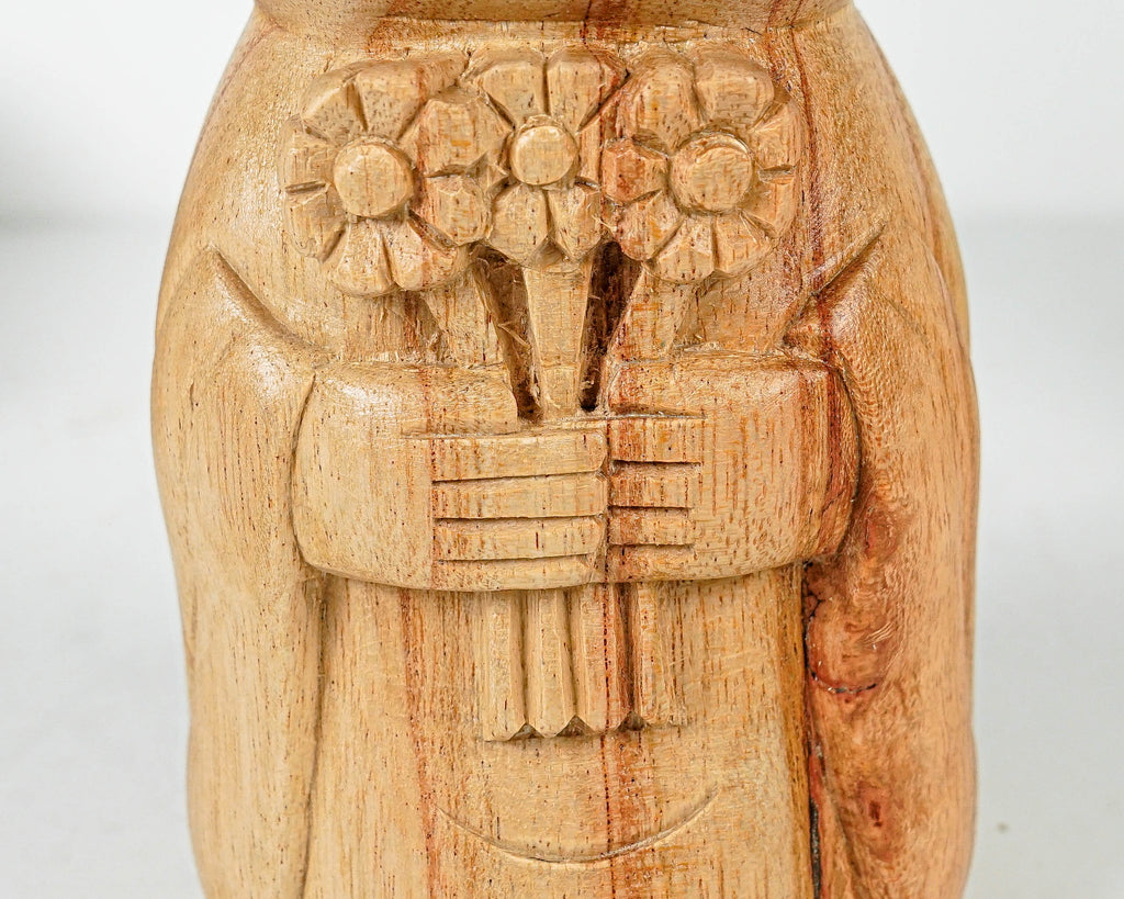 Holding Flower Jizo Statue, Buddha Sculpture, Wood Figurine, Meditation, Wooden Jizo, Antique, Home Decor, Spiritual Decor, Anniversary Gift