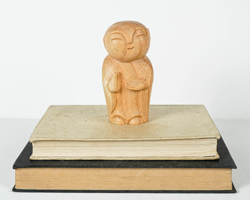 Wooden Jizo Statue, Buddha Sculpture, Wood Figurine, Meditation, Unique Ornament, Housewarming, Spiritual, Gift for Home, Memorial Gift