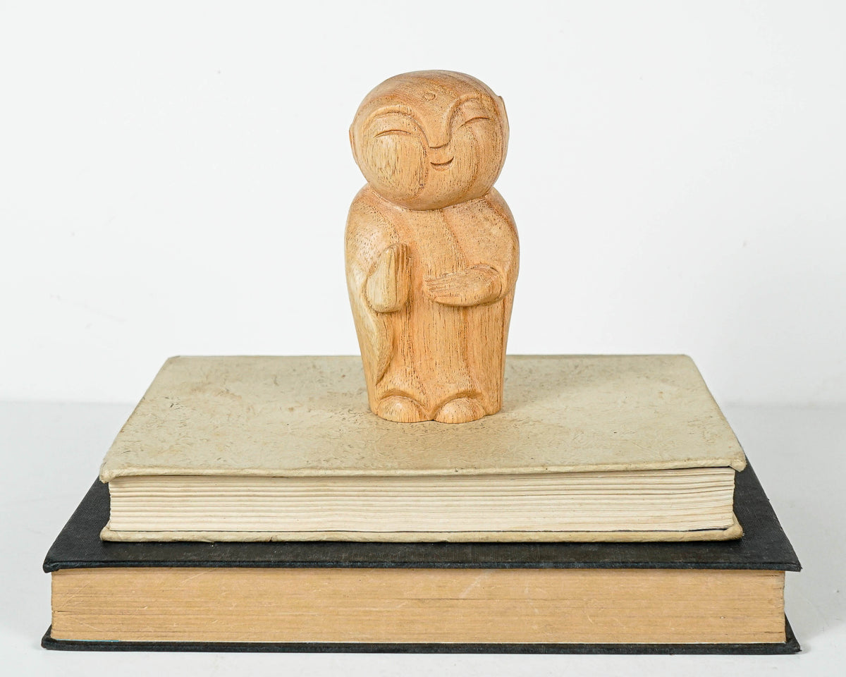 Wooden Jizo Statue, Buddha Sculpture, Wood Figurine, Meditation, Unique Ornament, Housewarming, Spiritual, Gift for Home, Memorial Gift