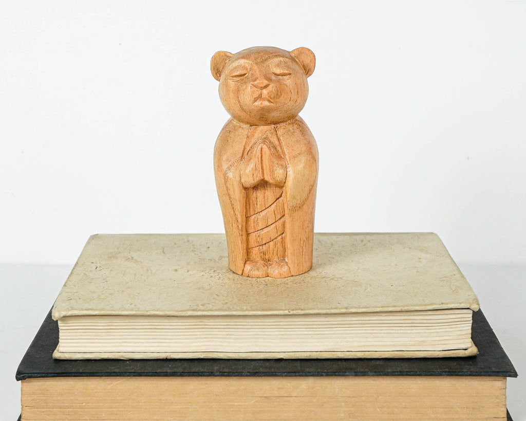 Mouse Jizo Statue, Buddha Sculpture, Wood Figurine, Unique, Wooden Jizo, Animal, Fortune, Gift for Mother, Office Décor, Gift for Her