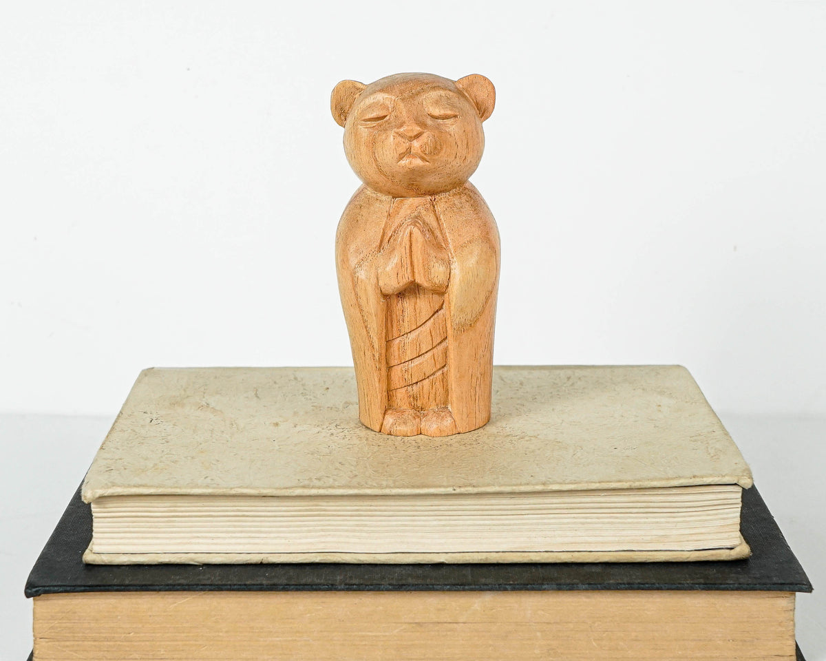 Mouse Jizo Statue, Buddha Sculpture, Wood Figurine, Unique, Wooden Jizo, Animal, Fortune, Gift for Mother, Office Décor, Gift for Her