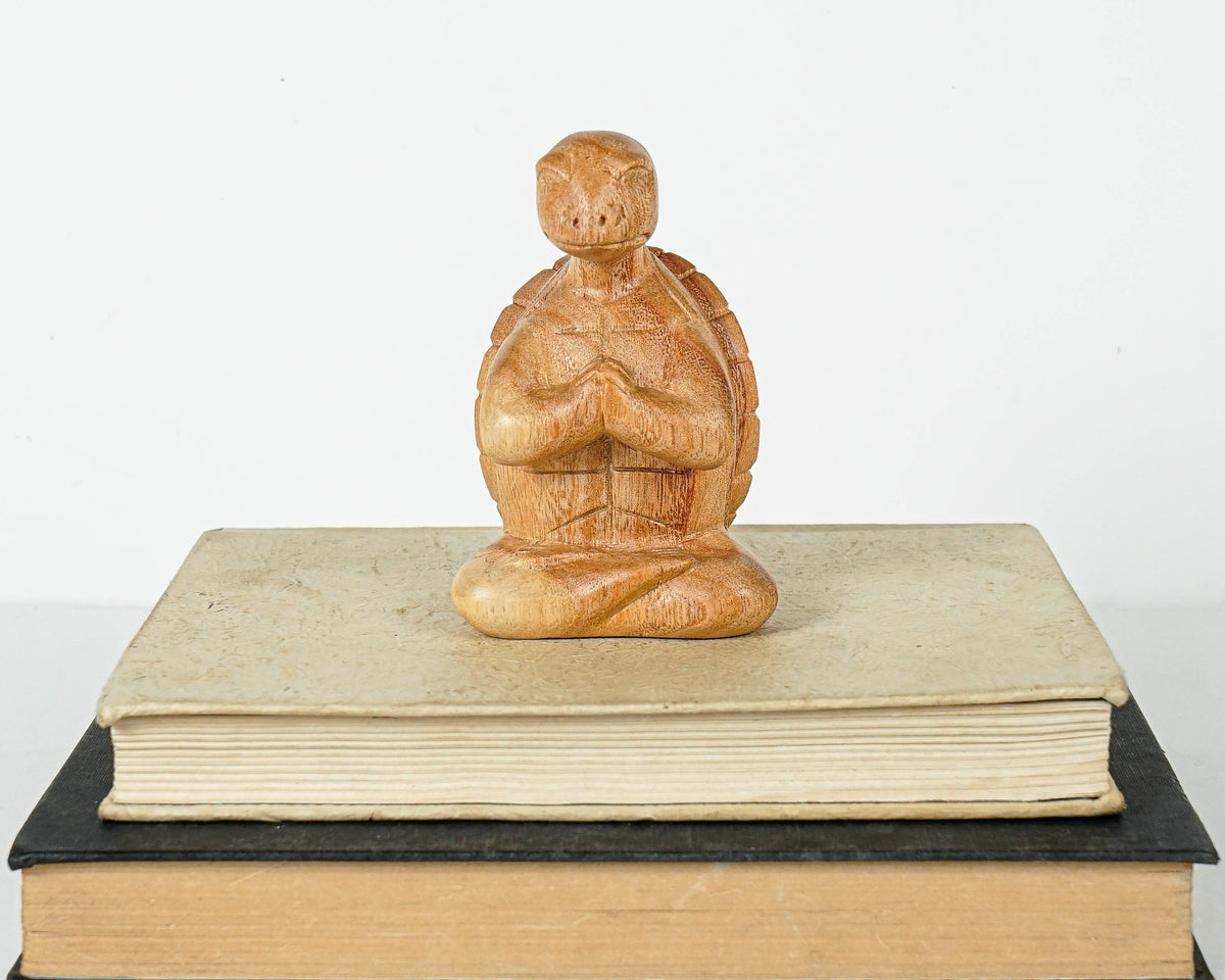 Meditating Turtle Sculpture, Animal, Yoga, Wood Carving, Nature, Handmade Turtle, Meditation Statue, Figurine, Birthday Gift, Gift for Her